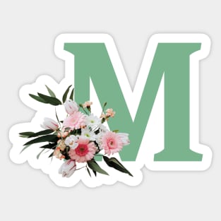 Letter M green with colorful flowers Sticker
